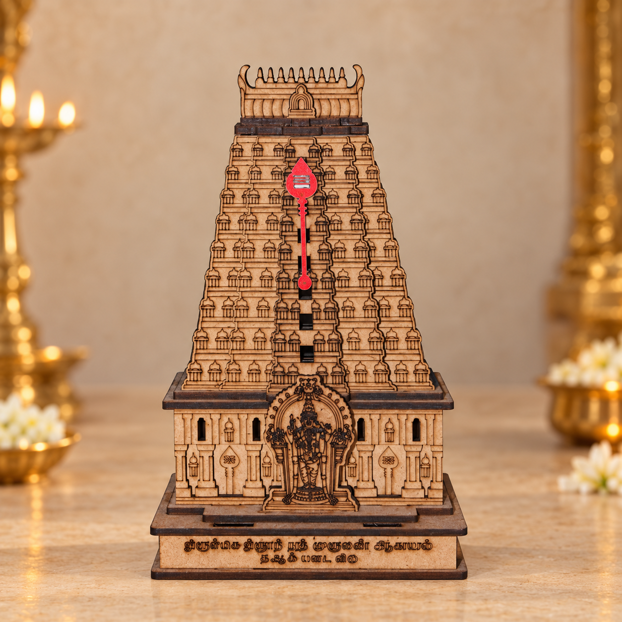 Handcrafted Wooden Thiruchendur Temple Gopuram Model